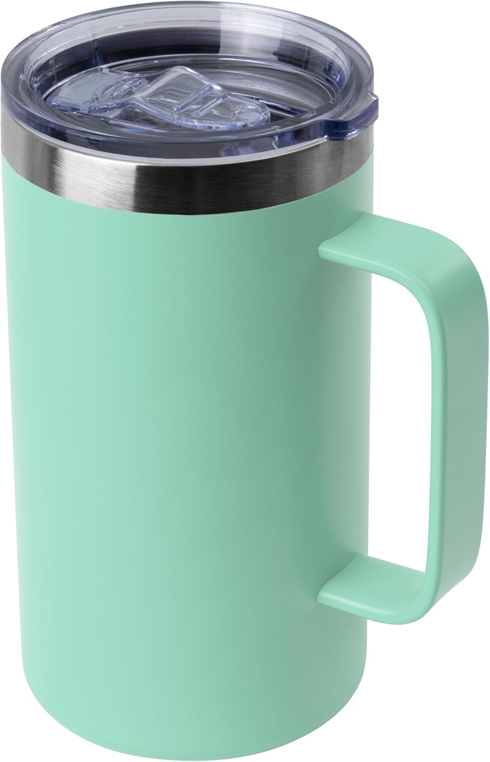 DOMICARE 24oz Mug with Handle and Lid, Stainless Steel Coffee Mug, Reusable Insulated Cup, Travel Mug with Handle, Double Wall Vacuum Coffee Tumbler for Men and Women, White, Pack 1