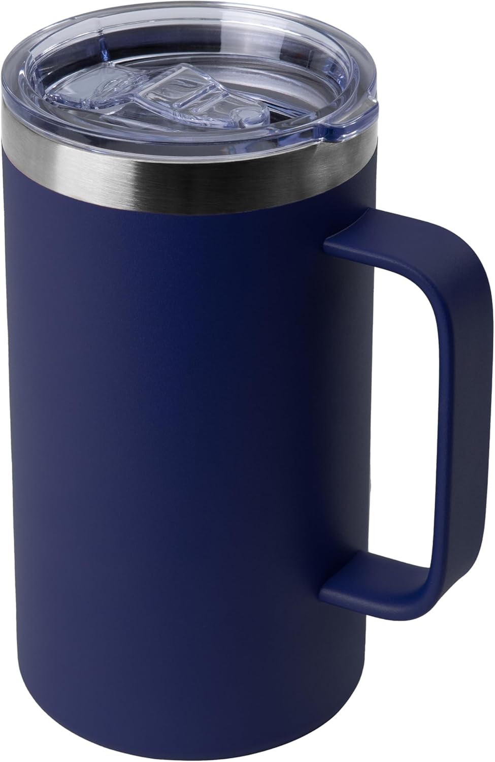 DOMICARE 24oz Mug with Handle and Lid, Stainless Steel Coffee Mug, Reusable Insulated Cup, Travel Mug with Handle, Double Wall Vacuum Coffee Tumbler for Men and Women, White, Pack 1