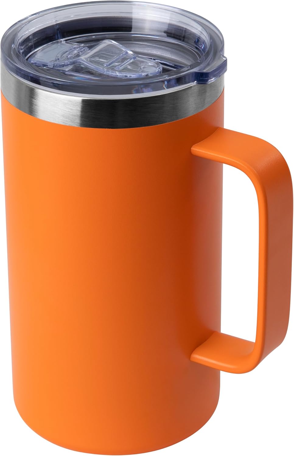 DOMICARE 24oz Mug with Handle and Lid, Stainless Steel Coffee Mug, Reusable Insulated Cup, Travel Mug with Handle, Double Wall Vacuum Coffee Tumbler for Men and Women, White, Pack 1