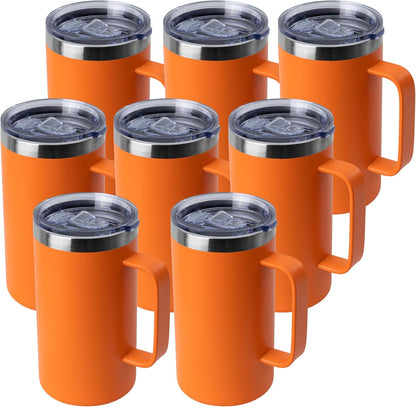 DOMICARE 24oz Mug with Handle and Lid, Stainless Steel Coffee Mug, Reusable Insulated Cup, Travel Mug with Handle, Double Wall Vacuum Coffee Tumbler for Men and Women, White, Pack 1