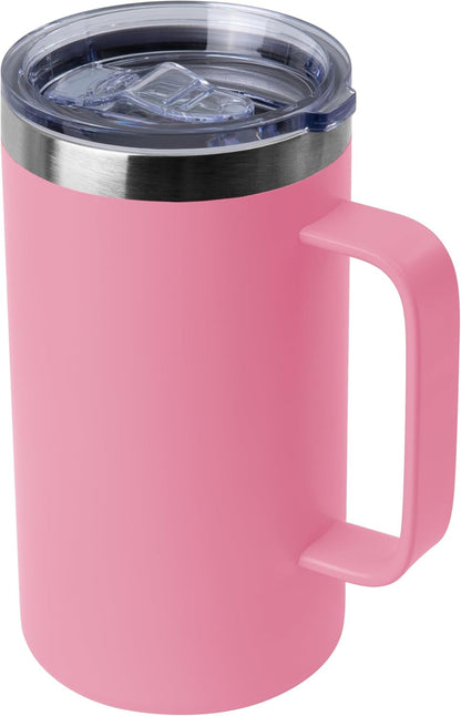DOMICARE 24oz Mug with Handle and Lid, Stainless Steel Coffee Mug, Reusable Insulated Cup, Travel Mug with Handle, Double Wall Vacuum Coffee Tumbler for Men and Women, White, Pack 1