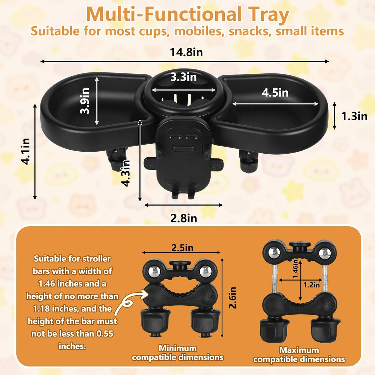 Universal Stroller Snack Tray, Baby Stroller Tray Attachment