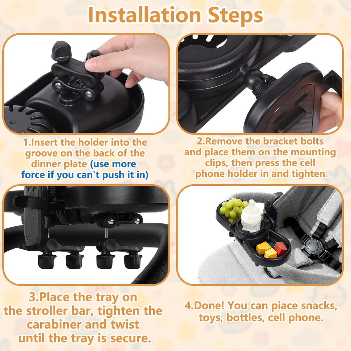 Universal Stroller Snack Tray, Baby Stroller Tray Attachment