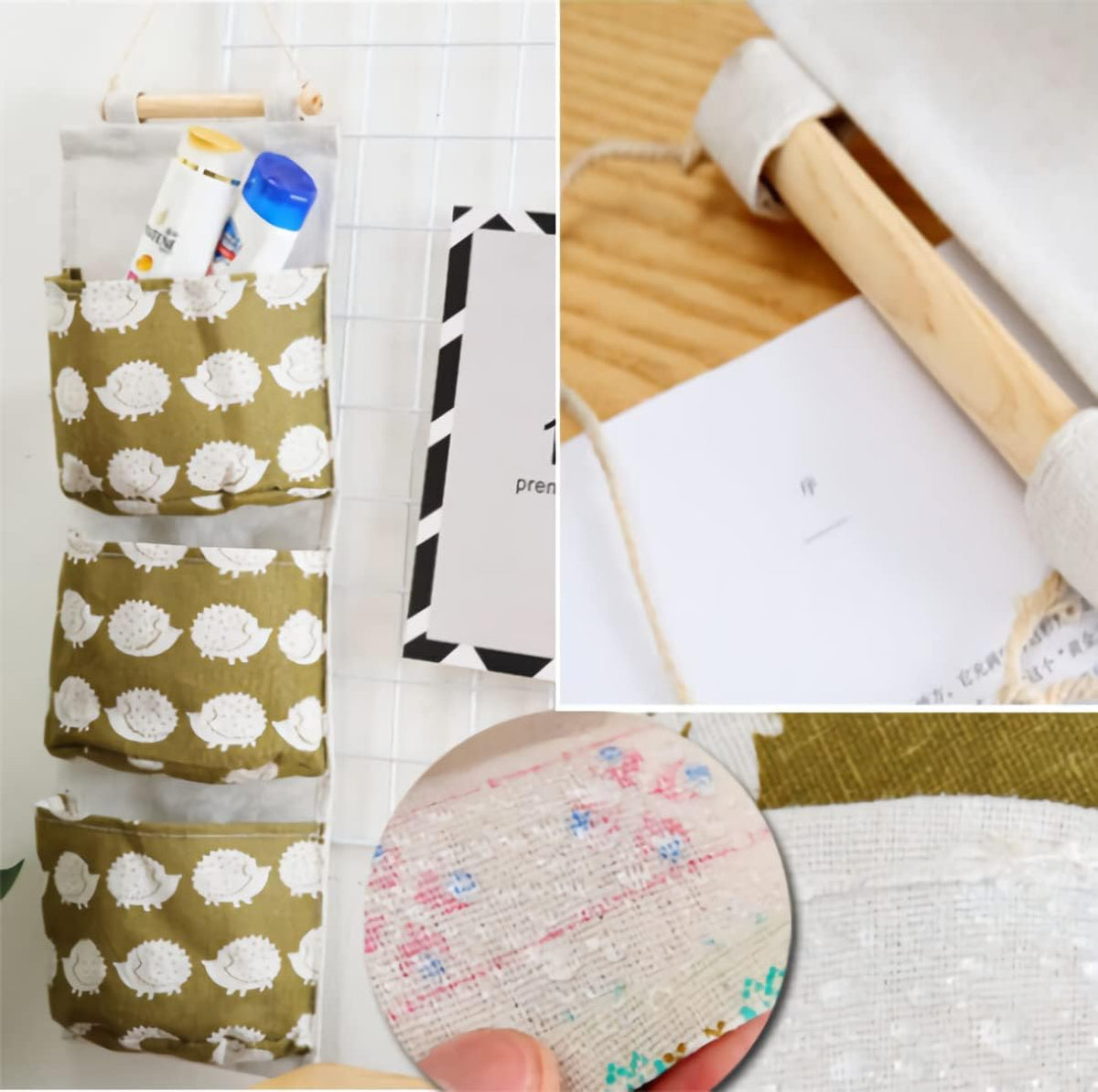 Hanging Storage Bag, Wall Mounted 3 Bags Nursery Storage Bag Over The Door Storage Pockets Fabric Wall Door Closet Hanging Storage Bag Organizer 2 Packs Small Tree + Ethnic Style