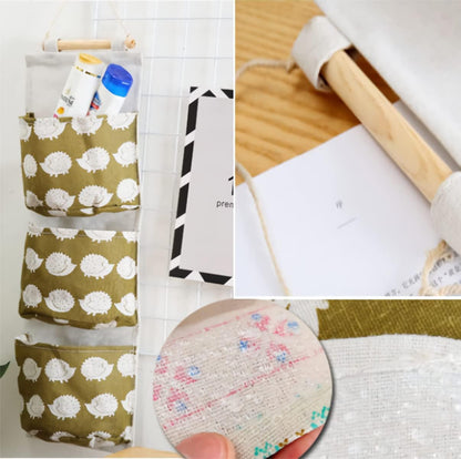 Hanging Storage Bag, Wall Mounted 3 Bags Nursery Storage Bag Over The Door Storage Pockets Fabric Wall Door Closet Hanging Storage Bag Organizer 2 Packs Small Tree + Ethnic Style