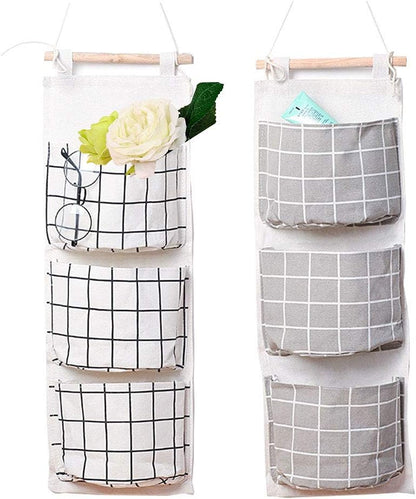 Hanging Storage Bag, Wall Mounted 3 Bags Nursery Storage Bag Over The Door Storage Pockets Fabric Wall Door Closet Hanging Storage Bag Organizer 2 Packs Small Tree + Ethnic Style