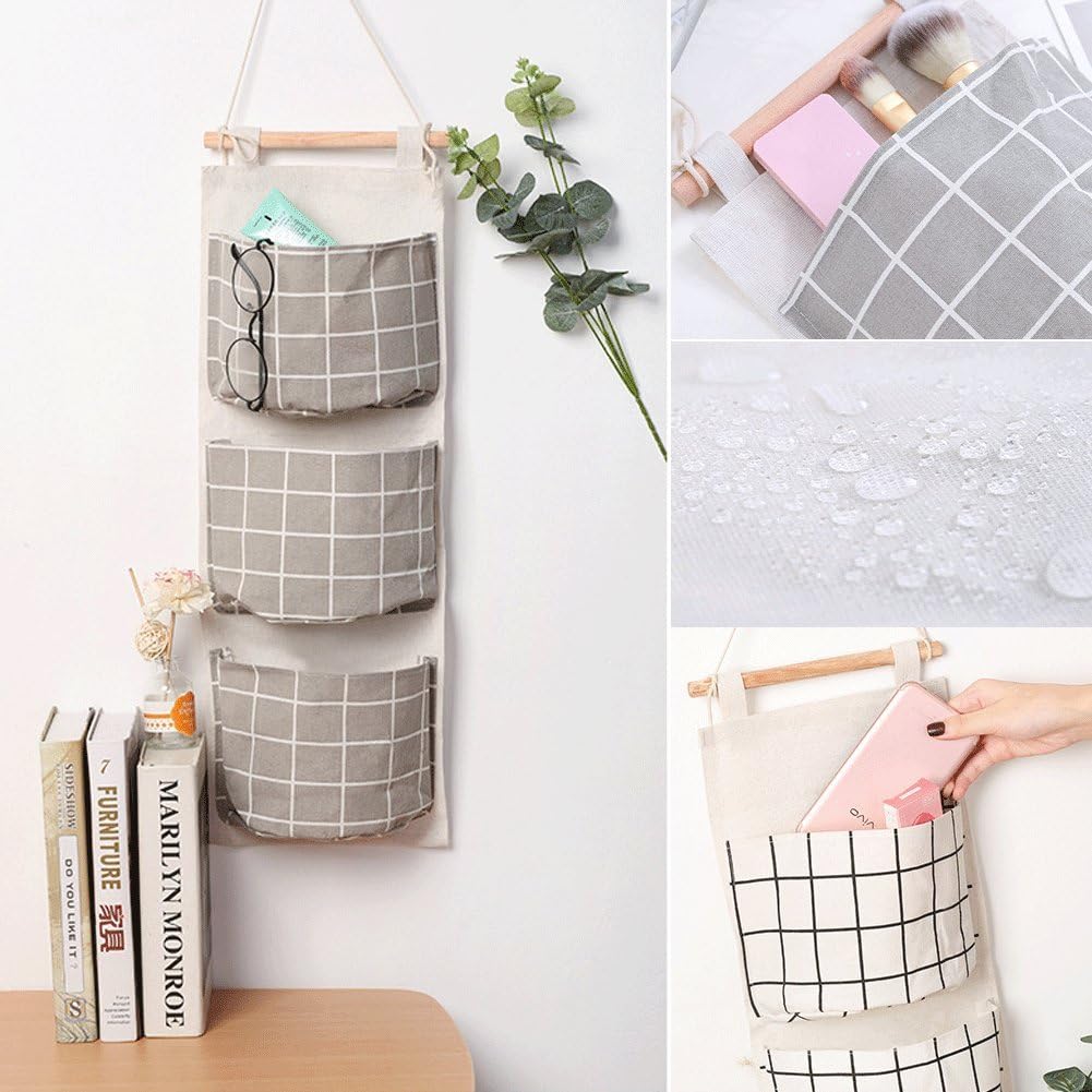 Hanging Storage Bag, Wall Mounted 3 Bags Nursery Storage Bag Over The Door Storage Pockets Fabric Wall Door Closet Hanging Storage Bag Organizer 2 Packs Small Tree + Ethnic Style