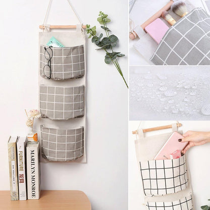 Hanging Storage Bag, Wall Mounted 3 Bags Nursery Storage Bag Over The Door Storage Pockets Fabric Wall Door Closet Hanging Storage Bag Organizer 2 Packs Small Tree + Ethnic Style