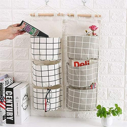Hanging Storage Bag, Wall Mounted 3 Bags Nursery Storage Bag Over The Door Storage Pockets Fabric Wall Door Closet Hanging Storage Bag Organizer 2 Packs Small Tree + Ethnic Style