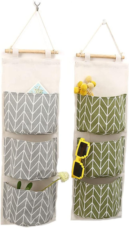 Hanging Storage Bag, Wall Mounted 3 Bags Nursery Storage Bag Over The Door Storage Pockets Fabric Wall Door Closet Hanging Storage Bag Organizer 2 Packs Small Tree + Ethnic Style
