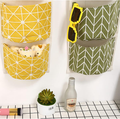 Hanging Storage Bag, Wall Mounted 3 Bags Nursery Storage Bag Over The Door Storage Pockets Fabric Wall Door Closet Hanging Storage Bag Organizer 2 Packs Small Tree + Ethnic Style