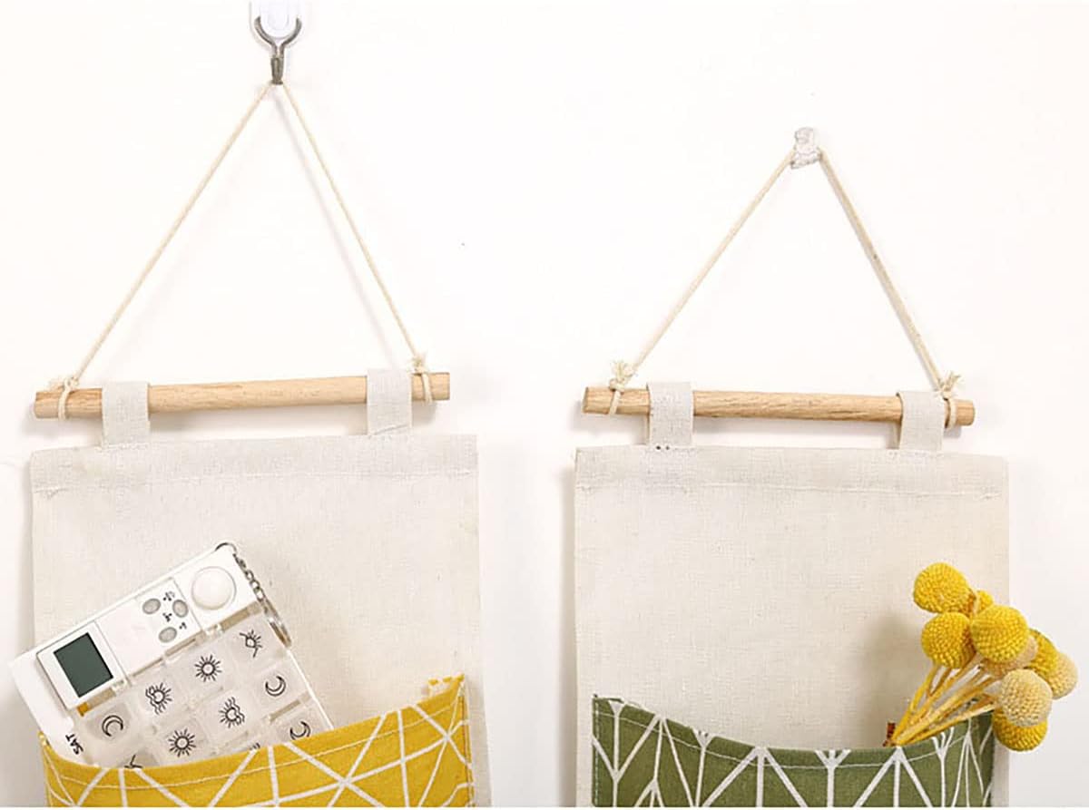 Hanging Storage Bag, Wall Mounted 3 Bags Nursery Storage Bag Over The Door Storage Pockets Fabric Wall Door Closet Hanging Storage Bag Organizer 2 Packs Small Tree + Ethnic Style