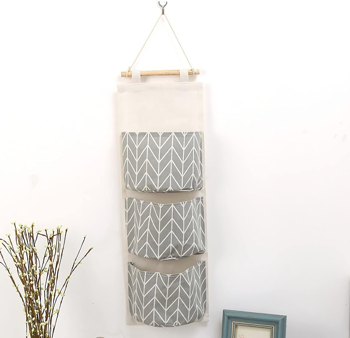 Hanging Storage Bag, Wall Mounted 3 Bags Nursery Storage Bag Over The Door Storage Pockets Fabric Wall Door Closet Hanging Storage Bag Organizer 2 Packs Small Tree + Ethnic Style