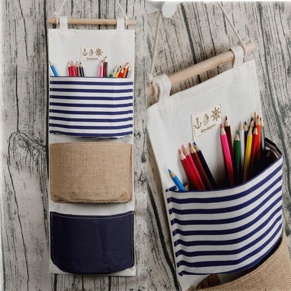 Hanging Storage Bag, Wall Mounted 3 Bags Nursery Storage Bag Over The Door Storage Pockets Fabric Wall Door Closet Hanging Storage Bag Organizer 2 Packs Small Tree + Ethnic Style