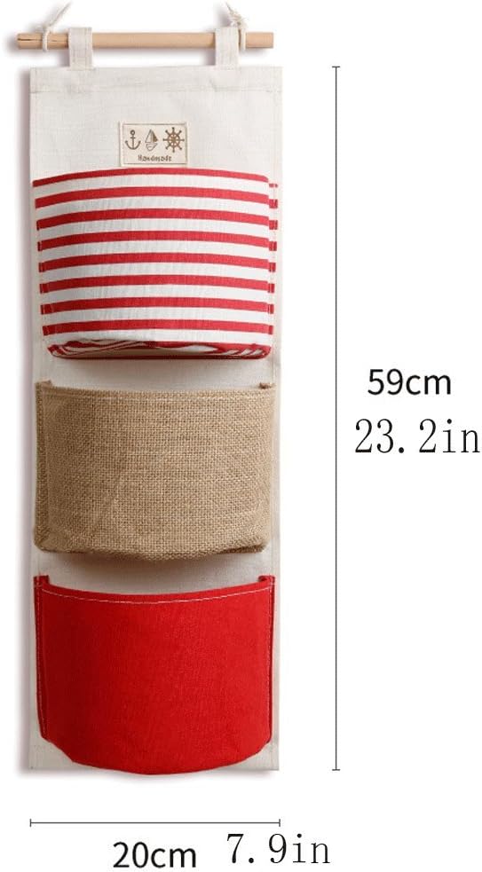 Hanging Storage Bag, Wall Mounted 3 Bags Nursery Storage Bag Over The Door Storage Pockets Fabric Wall Door Closet Hanging Storage Bag Organizer 2 Packs Small Tree + Ethnic Style