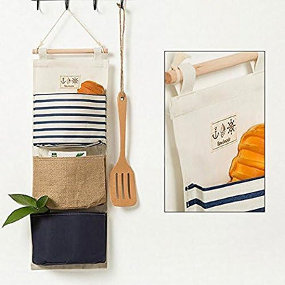 Hanging Storage Bag, Wall Mounted 3 Bags Nursery Storage Bag Over The Door Storage Pockets Fabric Wall Door Closet Hanging Storage Bag Organizer 2 Packs Small Tree + Ethnic Style