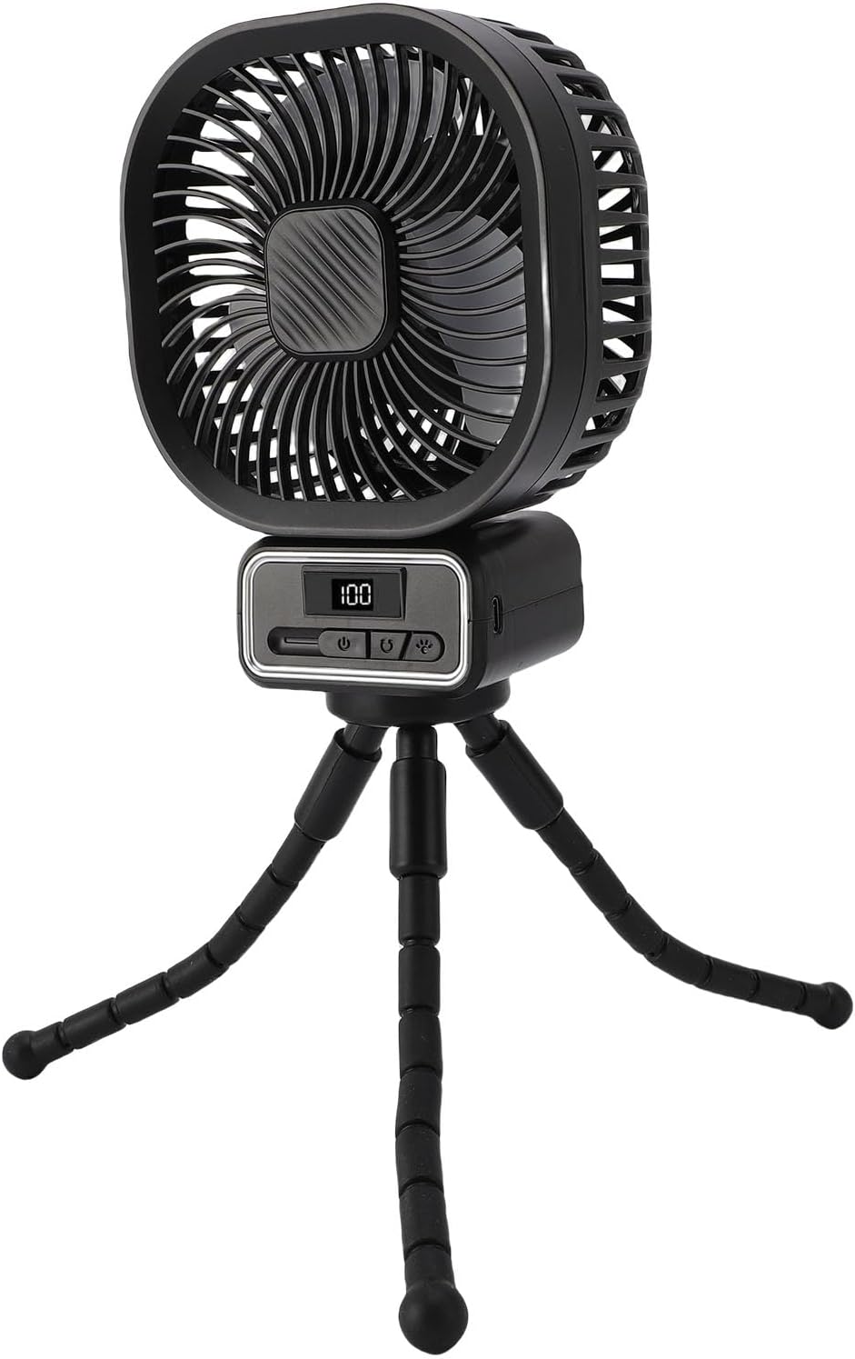 Stroller Fan Flexible Tripod Clips On Fan with 3 Wind Speeds Auto Oscillating Portable Fan with Detachable Flexible Tripod and Night Light