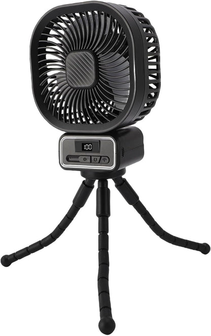 Stroller Fan Flexible Tripod Clips On Fan with 3 Wind Speeds Auto Oscillating Portable Fan with Detachable Flexible Tripod and Night Light