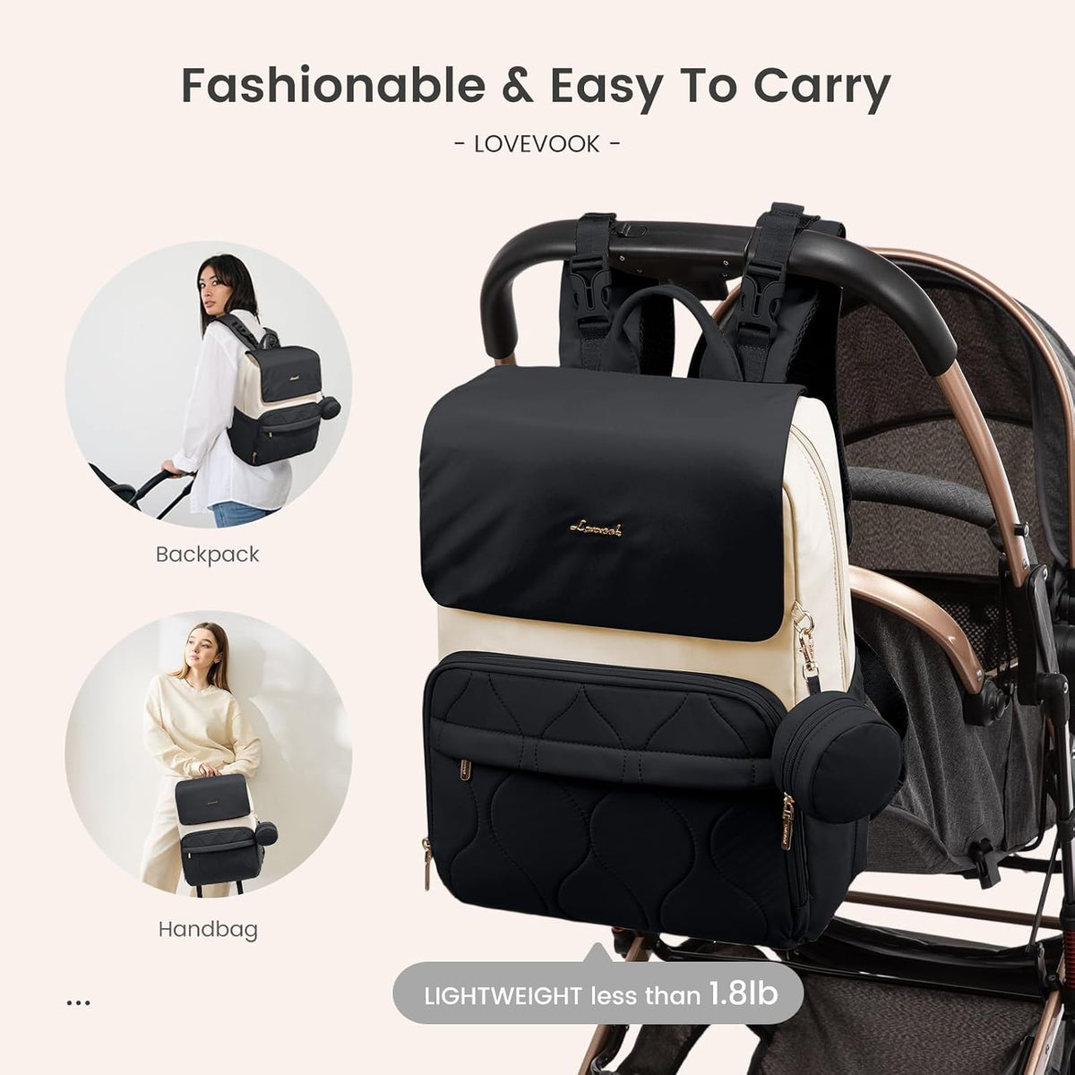 Diaper Bag Backpack, Baby Travel Bags for Boys & Girl, Toddler Waterproof Diaper Bag w/Changing Pad (Beige khaki, 15.6''-Small)