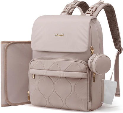 Diaper Bag Backpack, Baby Travel Bags for Boys & Girl, Toddler Waterproof Diaper Bag w/Changing Pad (Beige khaki, 15.6''-Small)