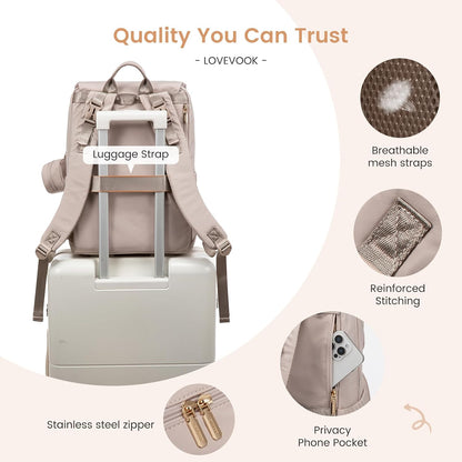 Diaper Bag Backpack, Baby Travel Bags for Boys & Girl, Toddler Waterproof Diaper Bag w/Changing Pad (Beige khaki, 15.6''-Small)