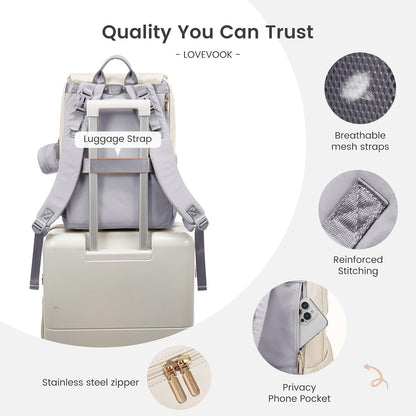 Diaper Bag Backpack, Baby Travel Bags for Boys & Girl, Toddler Waterproof Diaper Bag w/Changing Pad (Beige khaki, 15.6''-Small)