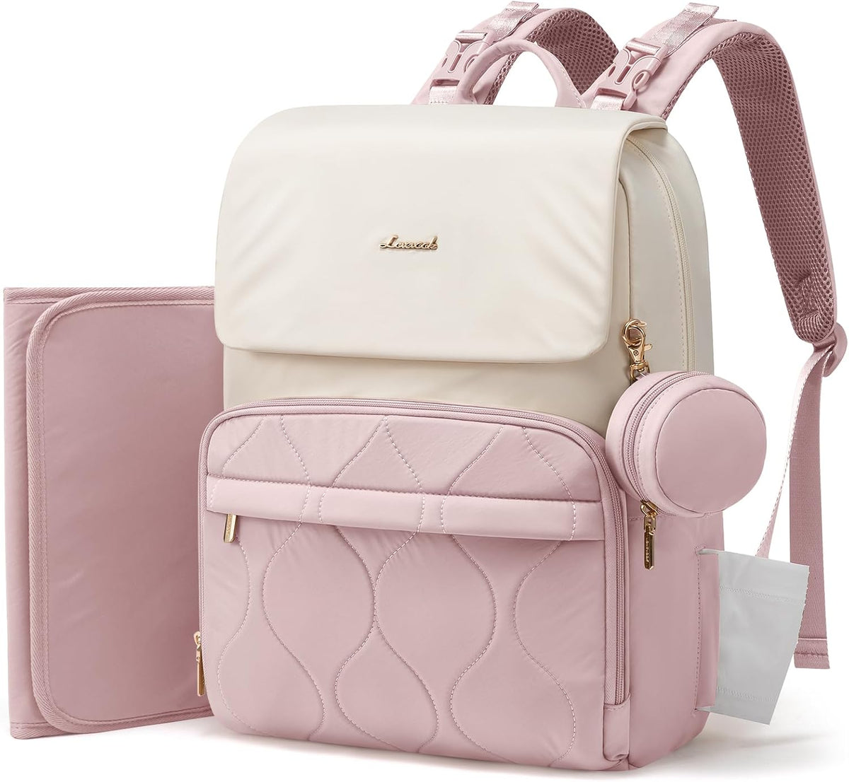 Diaper Bag Backpack, Baby Travel Bags for Boys & Girl, Toddler Waterproof Diaper Bag w/Changing Pad (Beige khaki, 15.6''-Small)