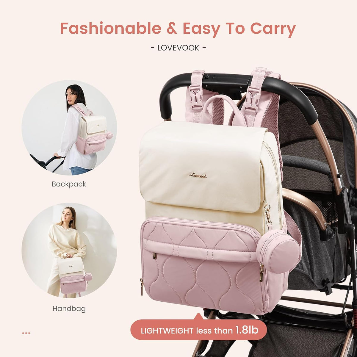 Diaper Bag Backpack, Baby Travel Bags for Boys & Girl, Toddler Waterproof Diaper Bag w/Changing Pad (Beige khaki, 15.6''-Small)