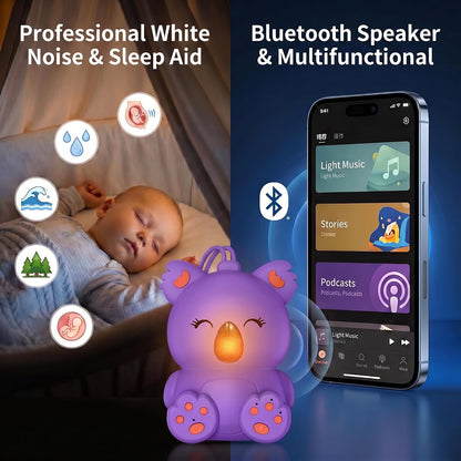 Baby Sleep Sound Machine & Bluetooth Speaker | Portable White Noise Sound Machine with 3 Timers for Nursery, Travel | Non-Looping Soothing Sounds Sleeping Music for Infants, Toddlers & Kids