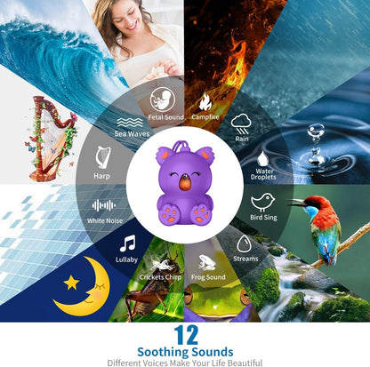 Baby Sleep Sound Machine & Bluetooth Speaker | Portable White Noise Sound Machine with 3 Timers for Nursery, Travel | Non-Looping Soothing Sounds Sleeping Music for Infants, Toddlers & Kids