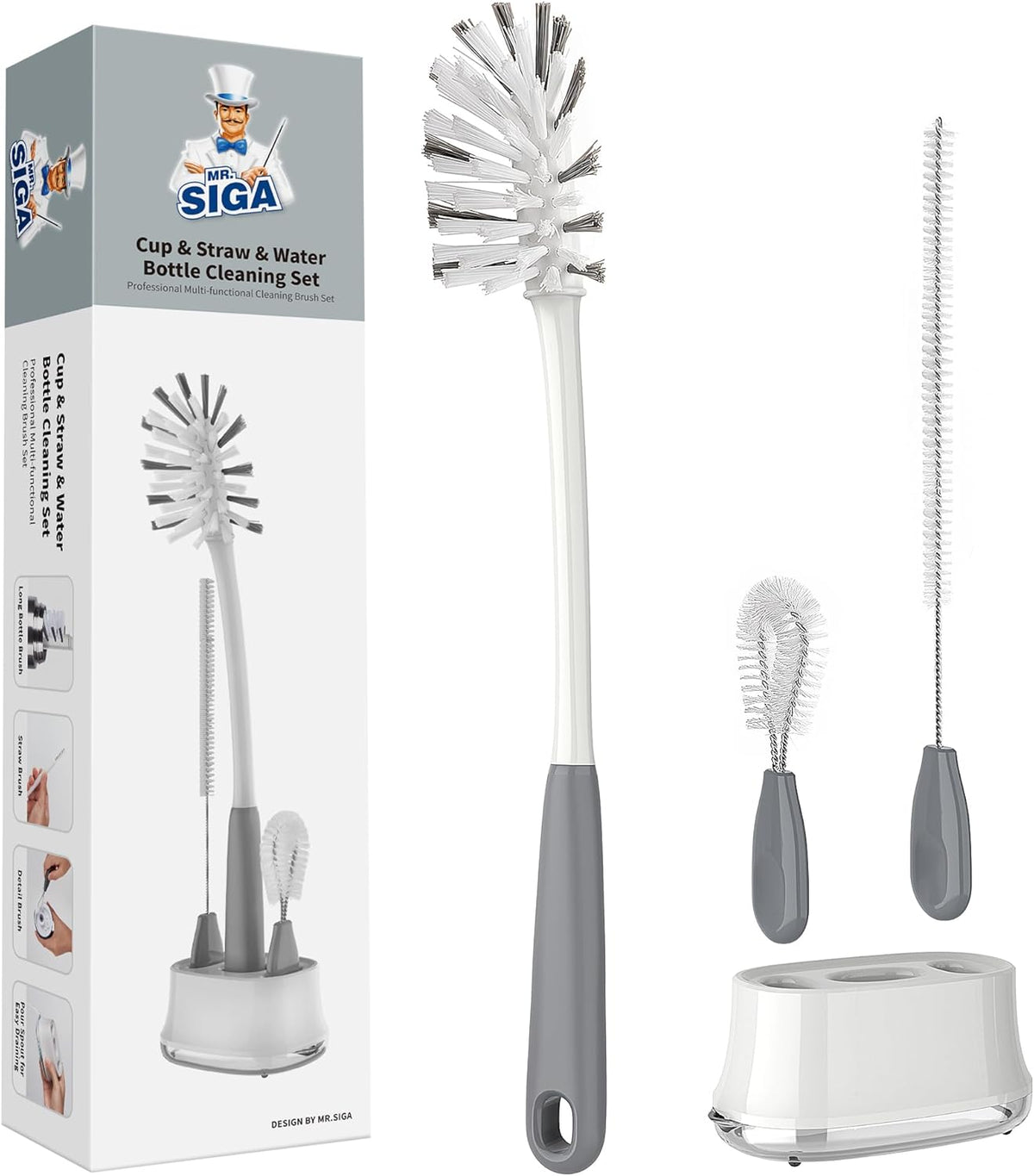 Water Bottle Brush Cleaning Set with Storage Holder