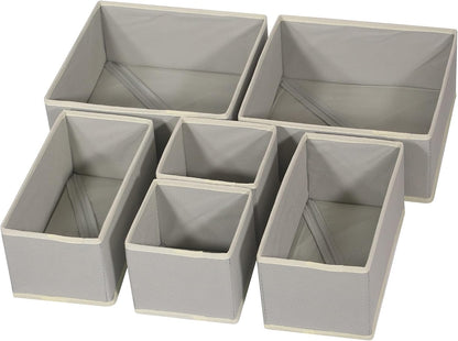 Foldable Cloth Storage Box Closet Dresser Drawer Organizer Fabric Baskets Bins Containers Divider with Drawers for Clothes, Underwear, Bras, Socks, Lingerie, Clothing, Set of 6
