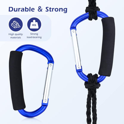 Grocery Bag Shopping Bag Holder Handle Carrier Tool Multi Purpose Snap Hook Stroller Hook Set Organizer Accessories with Soft Foam Grip for Hanging, Pack of 2, Blue