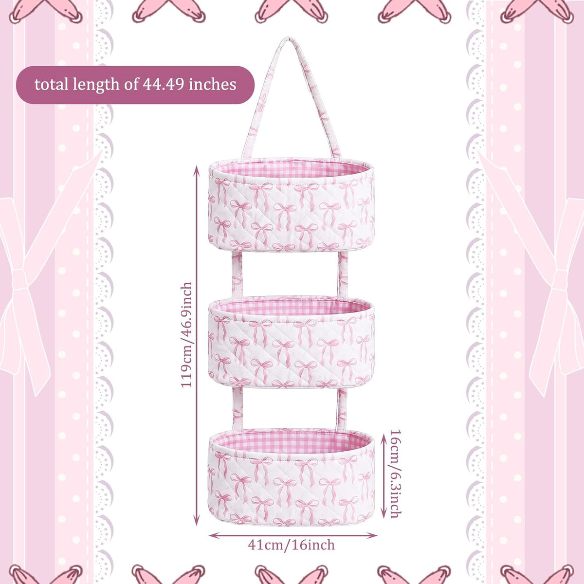 Pink Over The Door Organizer 3 Tier Hanging Wall Mounted Storage