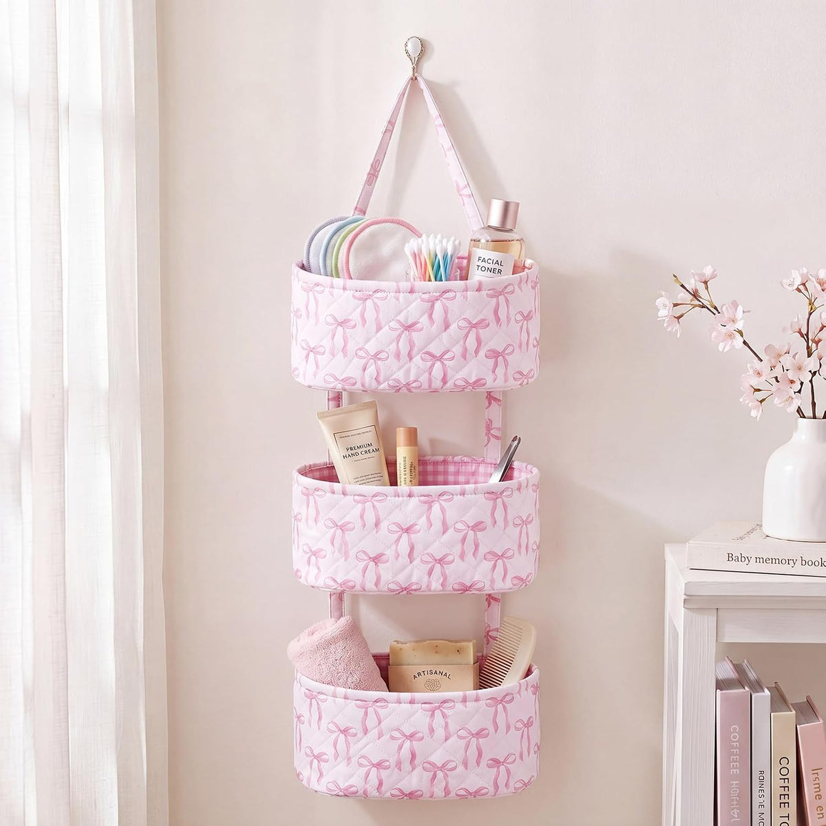 Pink Over The Door Organizer 3 Tier Hanging Wall Mounted Storage