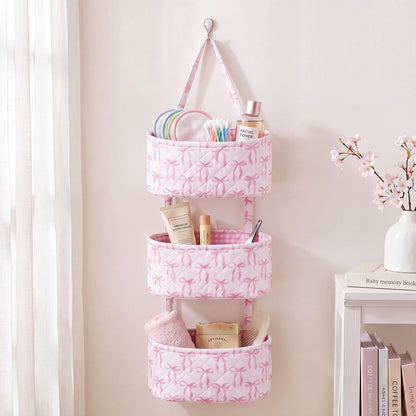 Pink Over The Door Organizer 3 Tier Hanging Wall Mounted Storage