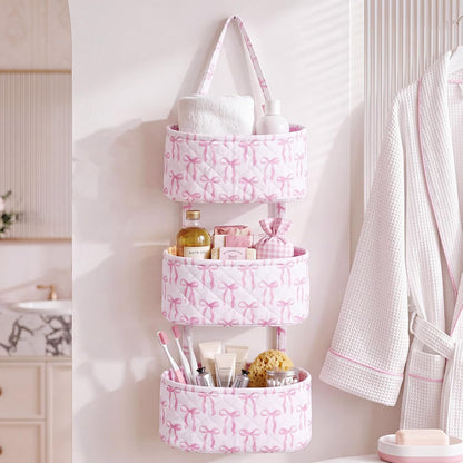 Pink Over The Door Organizer 3 Tier Hanging Wall Mounted Storage
