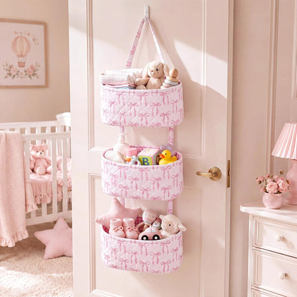 Pink Over The Door Organizer 3 Tier Hanging Wall Mounted Storage