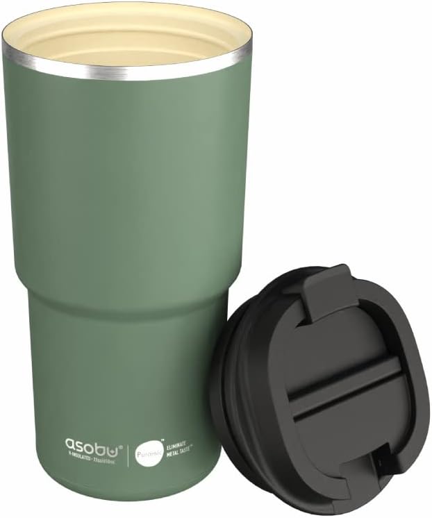 22oz Extra Large Ceramic-Lined Travel Mug with No Metal Taste-Keeps Flavors True - Double-Wall Vacuum Insulated Coffee Mug with Spill-Proof Pop-Open Lid for Hot Drinks
