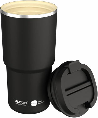 22oz Extra Large Ceramic-Lined Travel Mug with No Metal Taste-Keeps Flavors True - Double-Wall Vacuum Insulated Coffee Mug with Spill-Proof Pop-Open Lid for Hot Drinks