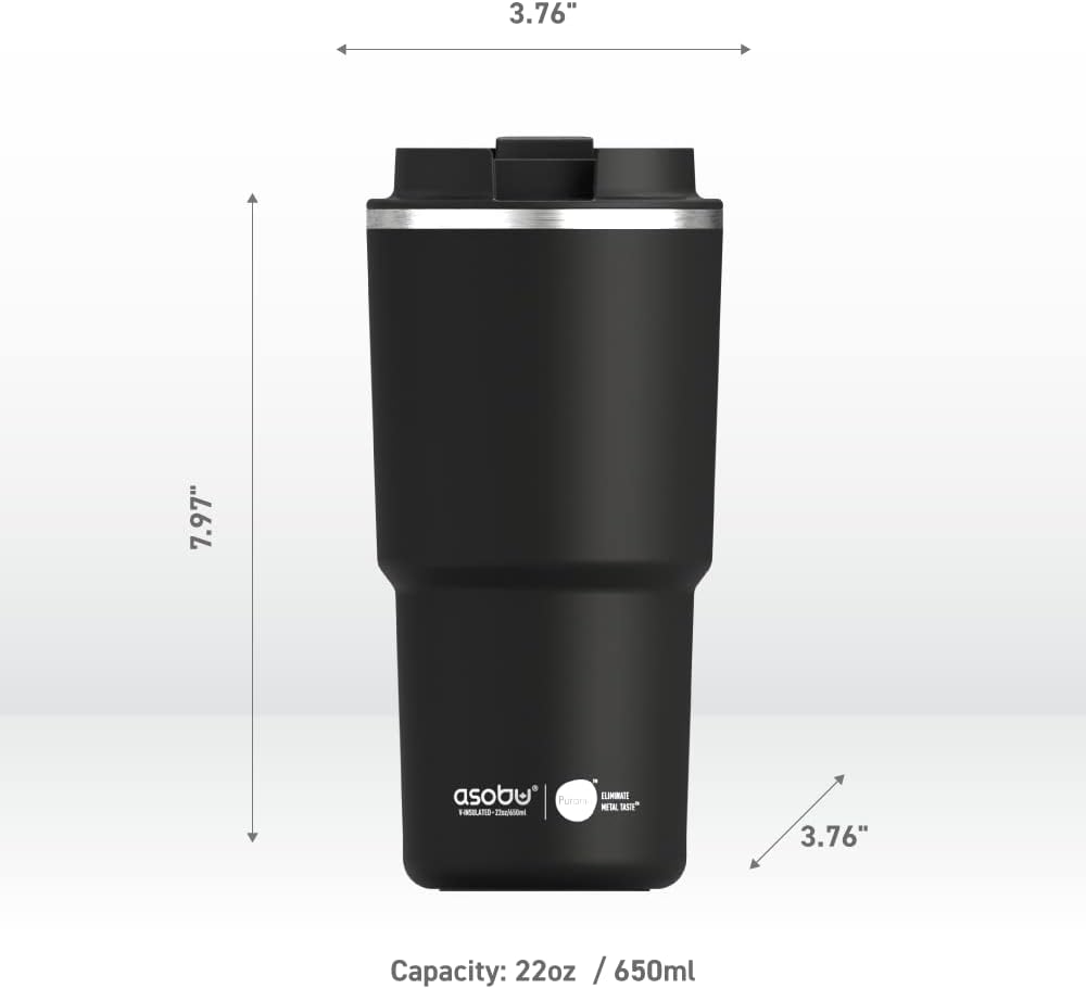 22oz Extra Large Ceramic-Lined Travel Mug with No Metal Taste-Keeps Flavors True - Double-Wall Vacuum Insulated Coffee Mug with Spill-Proof Pop-Open Lid for Hot Drinks