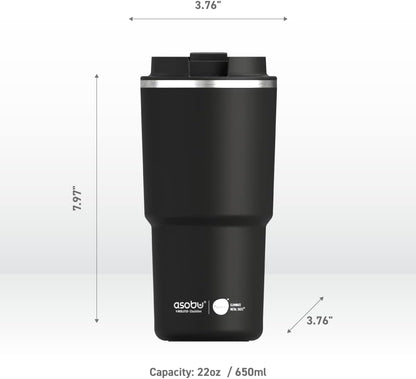 22oz Extra Large Ceramic-Lined Travel Mug with No Metal Taste-Keeps Flavors True - Double-Wall Vacuum Insulated Coffee Mug with Spill-Proof Pop-Open Lid for Hot Drinks