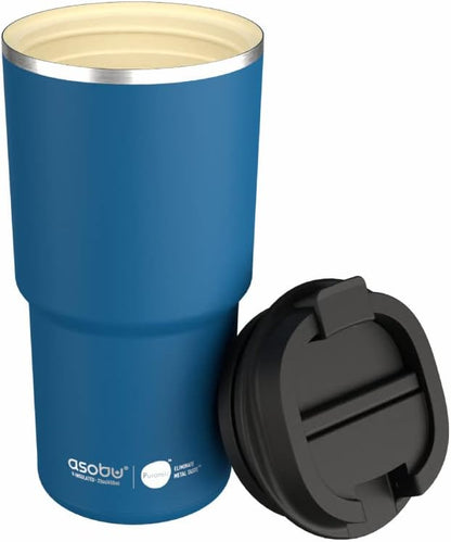 22oz Extra Large Ceramic-Lined Travel Mug with No Metal Taste-Keeps Flavors True - Double-Wall Vacuum Insulated Coffee Mug with Spill-Proof Pop-Open Lid for Hot Drinks