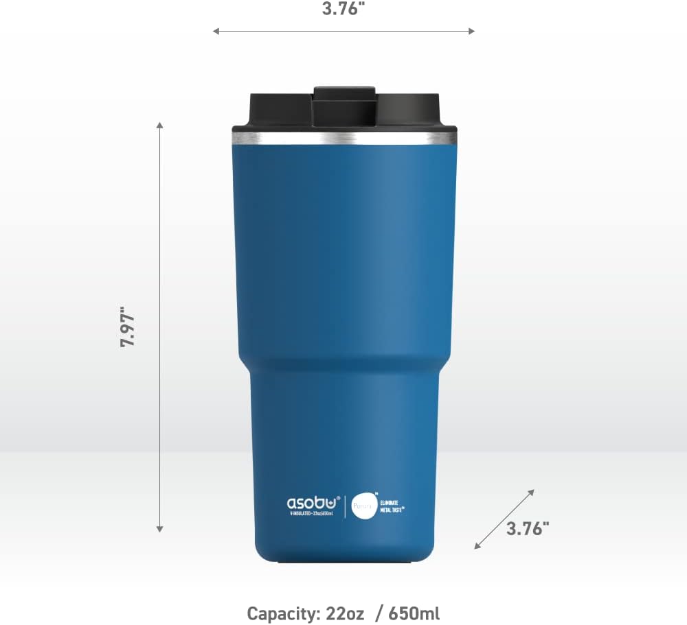 22oz Extra Large Ceramic-Lined Travel Mug with No Metal Taste-Keeps Flavors True - Double-Wall Vacuum Insulated Coffee Mug with Spill-Proof Pop-Open Lid for Hot Drinks