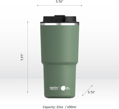 22oz Extra Large Ceramic-Lined Travel Mug with No Metal Taste-Keeps Flavors True - Double-Wall Vacuum Insulated Coffee Mug with Spill-Proof Pop-Open Lid for Hot Drinks