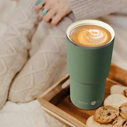 22oz Extra Large Ceramic-Lined Travel Mug with No Metal Taste-Keeps Flavors True - Double-Wall Vacuum Insulated Coffee Mug with Spill-Proof Pop-Open Lid for Hot Drinks