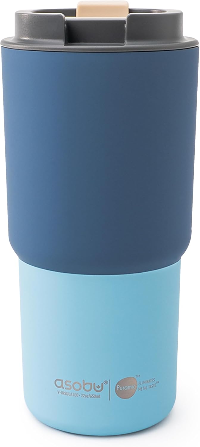 22oz Extra Large Ceramic-Lined Travel Mug with No Metal Taste-Keeps Flavors True - Double-Wall Vacuum Insulated Coffee Mug with Spill-Proof Pop-Open Lid for Hot Drinks