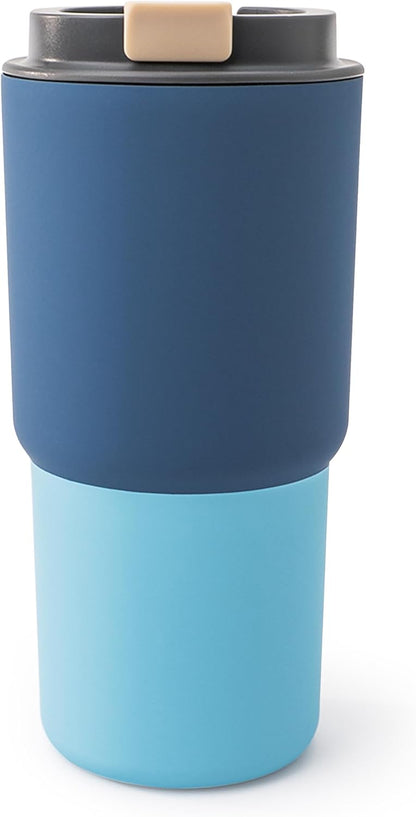 22oz Extra Large Ceramic-Lined Travel Mug with No Metal Taste-Keeps Flavors True - Double-Wall Vacuum Insulated Coffee Mug with Spill-Proof Pop-Open Lid for Hot Drinks
