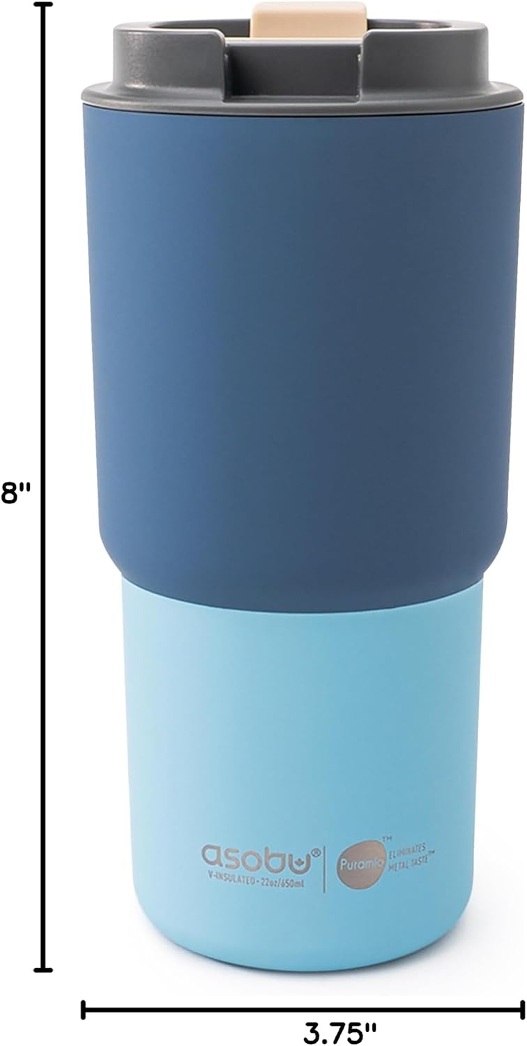 22oz Extra Large Ceramic-Lined Travel Mug with No Metal Taste-Keeps Flavors True - Double-Wall Vacuum Insulated Coffee Mug with Spill-Proof Pop-Open Lid for Hot Drinks