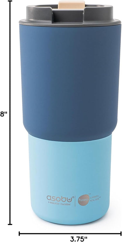 22oz Extra Large Ceramic-Lined Travel Mug with No Metal Taste-Keeps Flavors True - Double-Wall Vacuum Insulated Coffee Mug with Spill-Proof Pop-Open Lid for Hot Drinks
